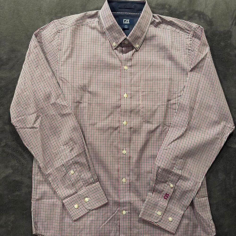 Cutter-buck Men's Grey and Burgundy Shirt
